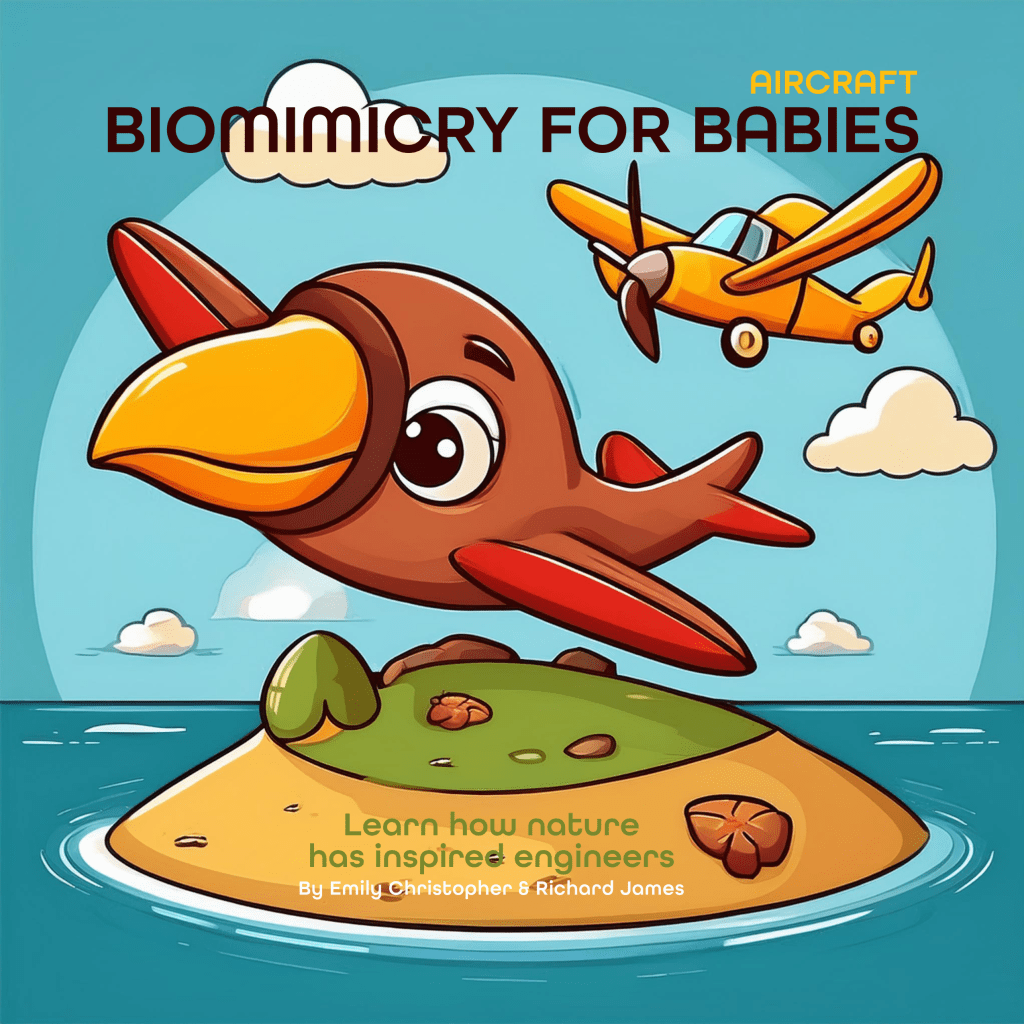 Amazon Best Sellers - Children's Books on Engineering - BIOMIMICRY FOR BABIES - AIRCRAFT - Learn how nature has inspired engineers. By Emily Christopher & Richard James

The ideal beginners rhyming biomimicry storybook for babies, toddlers and children. How sharks and birds have helped us soar the skies for generations. Help little ones get to know about nature, innovation and technology through rhymes and pictures.

BIOMIMICRY BOOK FOR CHILDREN
BEST SELLING BIOMIMICRY BOOK FOR KIDS