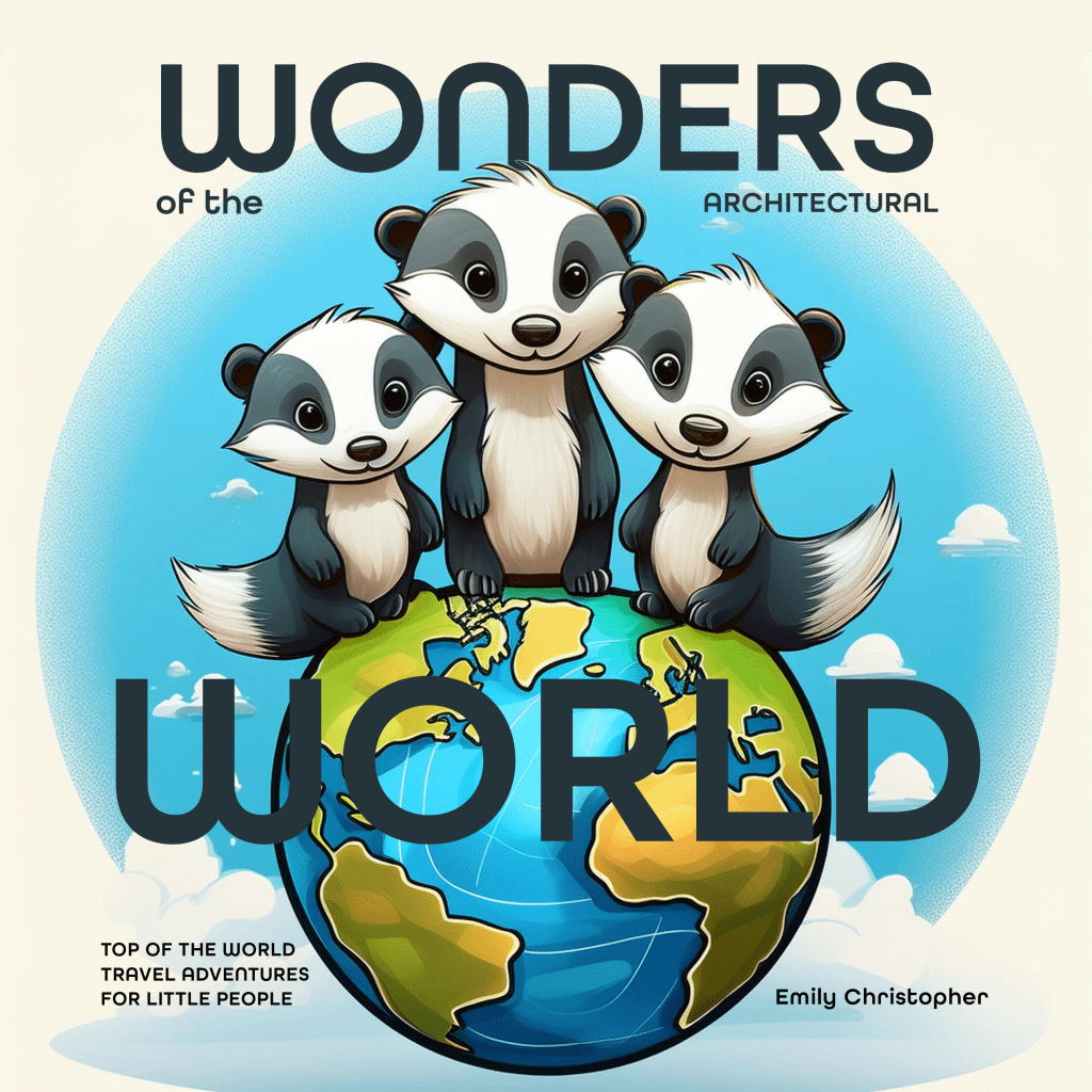 WONDERS OF THE ARCHITECTURAL WORLD - Top of the world adventures for little people. By Emily Christopher

Mummy, Daddy and Baby Badger, are off to see some of the architectural wonders of the world.

This rhyming adventure travel storybook, educates little people on how to broaden their horizons, and gain a fresh perspective of the planet we all share and live on.

A book surely to ignite your child's cultural curiosity!

TRAVEL BOOK FOR CHILDREN
TRAVEL BOOK FOR BABIES
TRAVEL STORYBOOK
BEDTIME TRAVEL STORIES
ADVENTURE BOOK FOR CHILDREN
TRAVEL BOOK FOR KIDS